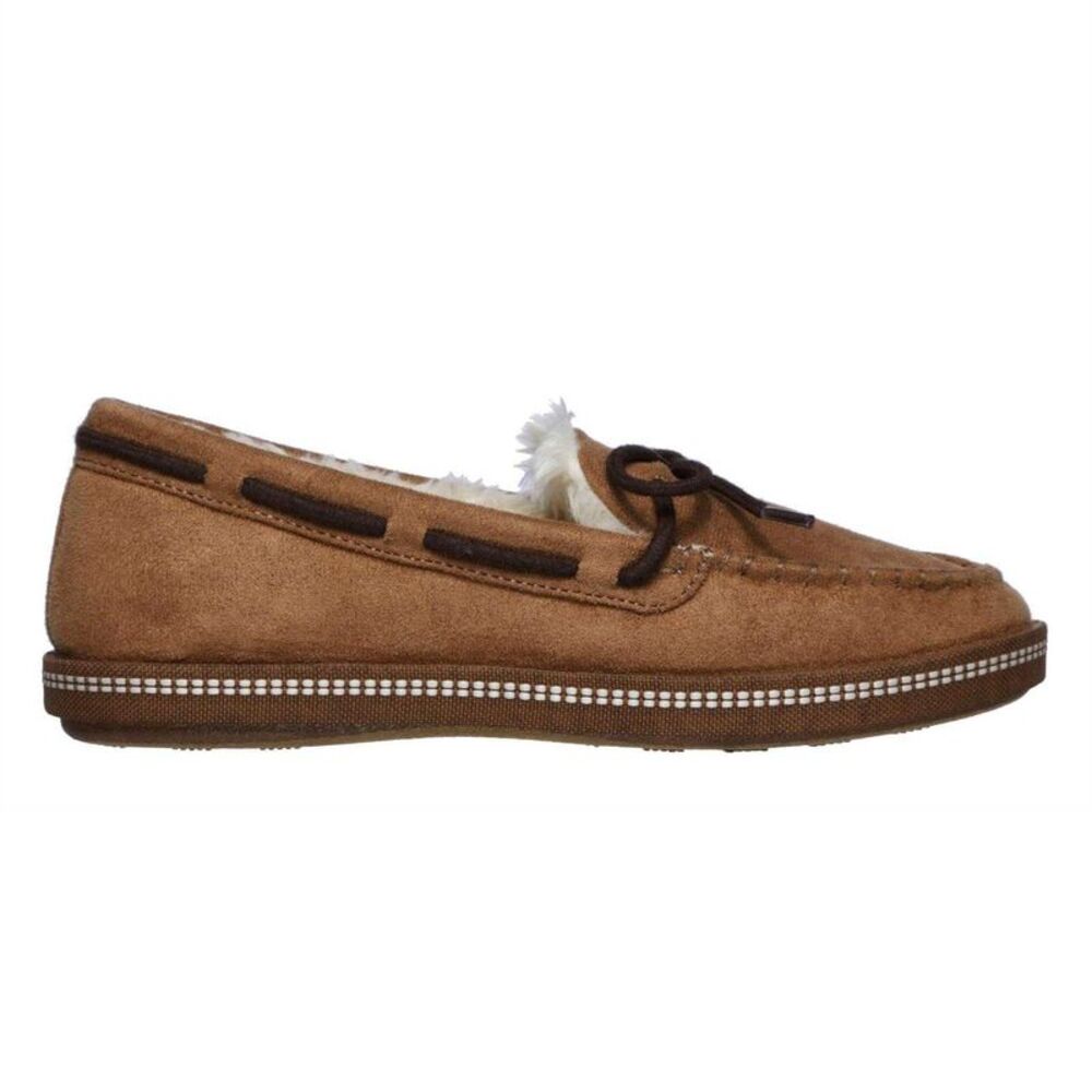 Skechers Womens/Ladies Cozy Faux Suede Flat Moccasin Slippers / Chestnut